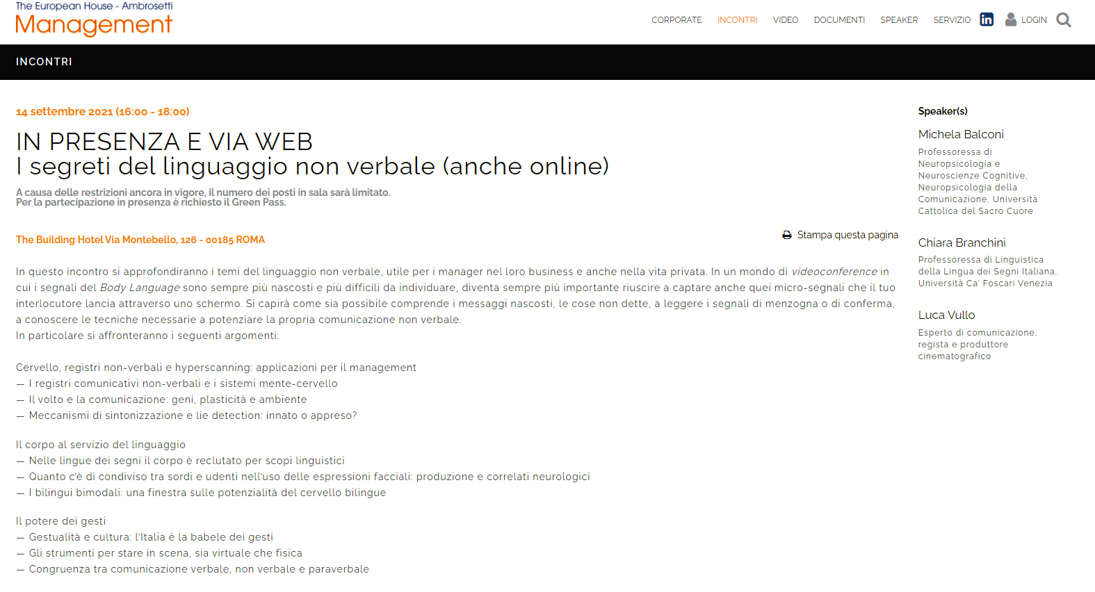 Luca Vullo sarà speaker per The European House Ambrosetti a Roma